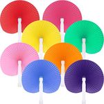 Pangda 24 Pack Folding Fans Round Paper Fans Assortment with Plastic Handle for Wedding Favor Party Bag Filler (Multicolor)