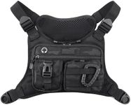 DEYACE Chest Bag For Men, Tactical Inspired Sports Utility Chest Pack, EDC Pouch Bag With Built-In Phone Holder for Workouts, Running, Cycling, Black