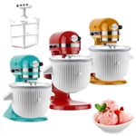 Ice Cream Maker Attachment for KitchenAid Stand Mixer, Ice Cream Bowl Compatible with 4.5Qt and Larger Stand Mixers, Ice Cream & Sorbet Gelato Maker Attachment, 2 Quart, White