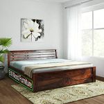 BM WOOD FURNITURE Sheesham Wood Single Size Bed with Box Storage Wooden Single Bed Cot Bed Furniture for Bedroom Living Room Home (Honey Finish)
