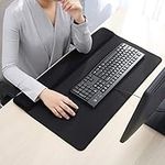 Extended 3-in-1 Keyboard N Mouse Wrist Rest Pad Memory Foam Hand Rest Support Desk Mat Gaming Pad Wrist Pillow Cushion Office&Home-Black