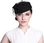 Aniwon Wool Pillbox Hat Retro British Style Cocktail Party Wedding Fascinator Veil Hat for Women