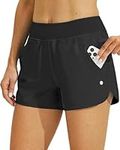 Willit Women's 3" Quick Dry Swim Board Shorts with Brief Liner UPF 50+ Swimming Bottoms Trunks Black S