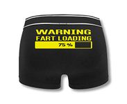 SMARTYPANTS Fart Loading Mens Boxers - Novelty Funny Rude Joke Humour Crude Buffering Trump Wind Gas Bum Birthday Father's Day Underwear Boxer Shorts Trunks Gift Present (Large, Black Prime)