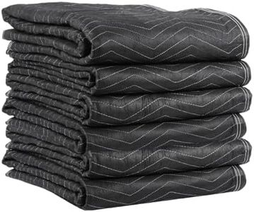 US Cargo Control Moving Blankets 72"x80" MBDELUXE65 Econo Deluxe, (65 lb/doz weight), Professional Quilted Large Moving Blankets, Furniture Packing Pads for Shipping, Cargo Blanket, 6-Pack, Black