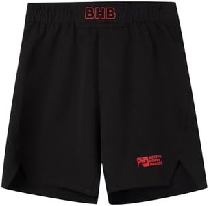 Kids BJJ Shorts MMA Fight Shorts, Youth Athletic Shorts, No-Gi Brazilian Jiu Jitsu, Kick Boxing Shorts for Boys Girls, Red, 9-10 Years