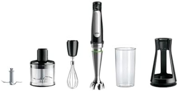 Braun MultiQuick 7 - Stabmixer mit SplashControl-Technologie, ActiveBlade System, Präzise Geschwindigkeitsregelung, 500 ml Zerkleinerer, Schneebesen, 600 mL Becher, 1000W, Schwarz (MQ7035X)