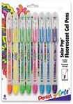 Pentel Arts Solar Pop Neon Gel Pen, 0.6mm Fine Line, Assorted Colors, Pack of 8 (K96PABP8M)