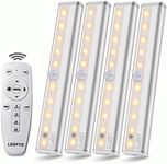 LDOPTO Under Cabinet Kitchen Lights with Remote Dimmable LED Cupboard Battery Powered LED Bedroom Lights with Timer for Kitchen Hallway, Multiple Colors 4 Pack