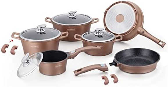 ROYALTY LINE_RL-ES2014M COPPER_Set di pentole con rivestimento in marmo, 60 x 37 x 43 cm