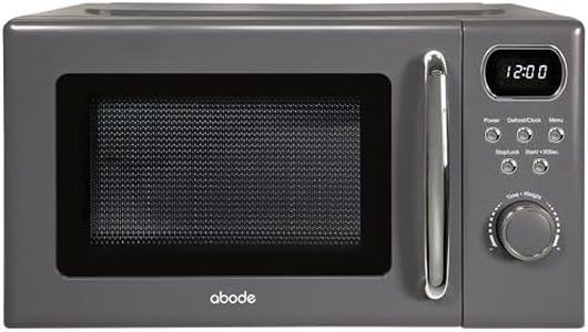 Abode Retro Microwave 20 Litre Grey Digital 700W, Mirror Finish, 8 Auto Cook Settings & Defrost, 5 Power Levels AMD2004G