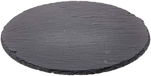 Cilio Slate Round Cheese Board, Natural Stone Tray for Serving Cheese, Charcuterie, Sushi, Appetizers, and More, Black