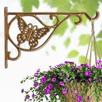 Sharpex Wall Mounted Metal Bracket | Decorative Wall Hook Plant Hanger for Hanging Pots, Bird Feeders, Flower Baskets, Planters, Lanterns, Lamps, and Wind Chimes for Indoor/Outdoor Use (Gold, 1 Pc)