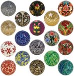 Shalinindia Set of 18 Paper Mache Ball Party Ornaments - Handmade Decoration Gifts Set