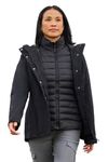 Mountain Warehouse Alaskan Womens 3 in 1 Short Jacket - IsoDry, Waterproof 10,000Mm & Breathable Coat with Taped Seams - Best for Autumn Winter, Outdoors & Wet Weather Jet Black Women's Size 22