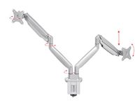 Monoprice Dual Arm Adjustable Gas Spring Desk Mount - Silver for 15 to 34 Inch Monitors, Max Vessa 100x100, Max Weight 19.8lbs - Workstream