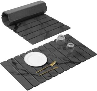 Extra Large Stone Dish Drying Mat for Kitchen Counter, Quick Dry Stone Dishes Mats, Foldable Water Absorbing Diatomaceous Drying Pad for Countertop Bottles Utensils Cups Bathroom(Dark Gray 32"×16")