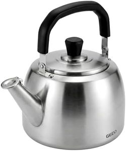 GEDO 304 Stainless Steel Whistling Tea Kettle, 6 Large Capacity, Silver and Black, Compatible with Gas, Induction, Electric Stovetops (6L/6.34QT)