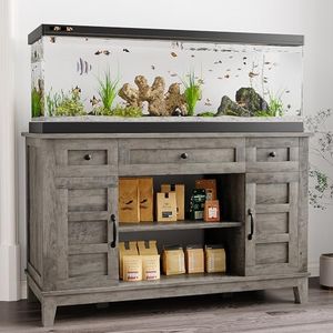 Farmhouse 55-75 Gallon Fish Tank Stand, Aquarium Stand with Power Outlet, 1400LBS Heavy Duty Fish Tank with Stand for Fish/Turtle/Reptile Terrarium