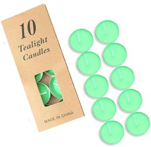 Tea Candles Wedding 10 Pack Party and Home Decoration Votive Parties Tealight Small Wishing Bulk with 1.5-2 Hours Extended Burn Time Mini for Birthday Emergency Family (Green)