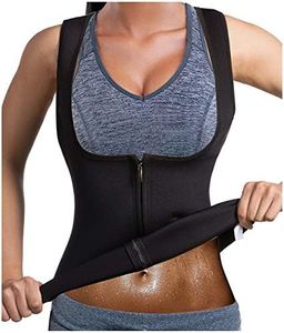 CHUMIAN Sauna Gilet Donna Neoprene Fitness Canotta Sudore Sportivo Gilet Dimagrante Corpo Shaper per Perdita di Peso Snellente Corsetto (Nero, S)