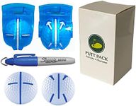 The PUTT PACK Double Pack - Putting & Tee Shot Golf Ball Alignment Tool with Mini Sharpie Pen - Golf Ball Line Marker Tool, Golf Ball Liner, Essential Golf Equipment for Marking Up Your Golf Balls