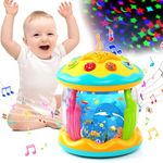 obakaer Sensory Toys for 1 Year Old Boys Girls, Ocean Projector Baby Toys 6 to 12 Months, Musical Light Up Toys for 6 9 12 Month, 1st Birthday Gifts for Toddler Christmas Crawling Tummy Time Toy