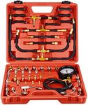 Master Fuel Injection Pressure Tester Kit with Adapters, Fuel Pressure Gauge for Petrol Engine, Dual Scale for 0-140 PSI / 10 Bar