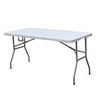 sogesfurniture Folding Table 60 by 27.9 inches, Fold-in-Half Blow Molded Folding Table, Molded Center-Folding Utiity Table, No Assembly and Easy to Carry, in White, BHCA-HP-152CZ