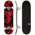 KMX Complete 31" x 8" Skateboard for Beginners, 7-Layer Canadian Maple Double Kick Concave Deck| Aluminum Alloy Trucks | 31 Inch Pro Skate Board for Boys, Girls, Kids, Teens, Adults(Dragon Red Flame)