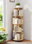 yeshine 4-Tier 360° Removable Rotating Bookshelf, Revolving bookcase with Casters, Book Storage, Book Display Shelf, Floor standing Book Shelf for Living Room, Bedroom, Office