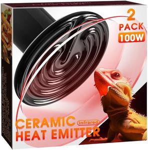 Ceramic Heat Emitter for Reptiles, 100W Heat Lamp Bulb, E26 Ceramic Reptile Heat Bulb Black, No Light Emitting Heat Lamp for Amphibian Pet, Heat Bulb for Bearded Dragon Turtle Snake Lizard, 2 Pack