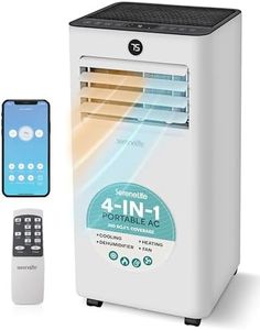 SereneLife 10,000 BTU Portable Air Conditioner and Heater, Small AC with Dehumidifier and Fan, Wifi Function, Mini AC Unit with 450 Sq. Ft. Coverage, Includes Remote Control and Window Mount Kit