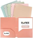 SUNEE 3 Hole Folders with Pockets (6 Pack, Vintage Colors) Plastic Folders for 3 Ring Binder, Heavy Duty Binder Folder for Document for School, Students, Teachers, Office Staf