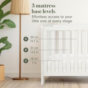 Tutti Bambini Alba 3-in-1 Cot Bed – White Convertible Baby Crib
