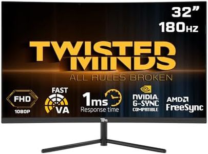 Twisted Minds Gamer Display, 32 Inch Fast Display, VA Panel, 1920 x 1080 FHD Resolution, 180Hz Refresh Rate, 16:9 Aspect Ratio, 1ms Response Time - Black (TM32CFHD180VA)