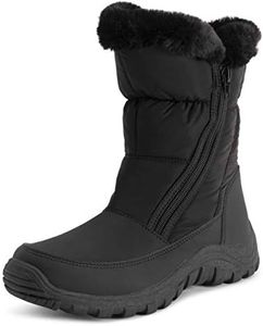 POLAR Womens Memory Foam Twin Zip Opening Pull On Nylon Waterproof Thick Faux Fur Lined Winter Rain Snow Boots, Black, 10