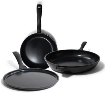 Alva Energy 3 Pieces Frying Pan Set Nonstick Ceramic Pans with Even Heat Distribution, Ergonomic Handles, Easy Cleanup, Ideal for Everyday Cooking and Meal Preparations, Non Toxic PFAS/PFOA/PTFE Free