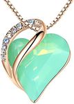 Leafael Birthstone Heart Necklace for Women | Birthstone Necklace With Healing Crystals | Allergy-Free Pendant Necklace with Gift Box Included