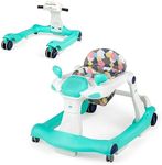 COSTWAY 2-in-1 Baby Walker, Foldable Push Along Walkers with Adjustable Height & Speed, Music, Lights, Padded Seat Cushion, Toddler First Steps Early Development Toy for Ages 6-18 Months