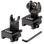 UUQ Fiber Optic Iron Sights,Flip Up Front and Rear Sites with Red&Green Dot,BUIS Backup Sight Set for Airsoft Gun, Tool-Free Adjustable Front Sight Rapid Transition,Fits Picatinny or Weaver Rails