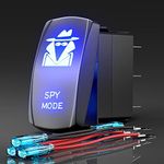 Laser Etched Rocker Switch SPY Mode LED Lights, ON/Off SPST 5Pin, 12V/24V, for Cars, Trucks, Marine, ATV, RV (S46-SPY)