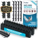 Fly-Bye Anti Bird Spikes - Huge 12m Coverage with 5000 Spikes - Pigeon Deterrent - Wall & Fence Spikes for Cats & Birds - Anti Pigeon Spikes - Upgraded Irregular Pattern Bird Spikes for Pigeons