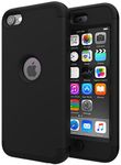 iPod Touch 5 Case,iPod Touch 6 Case,SLMY(TM) Heavy Duty High Impact Armor Case Cover Protective Case for Apple iPod Touch 5 6th Generation Black/Black