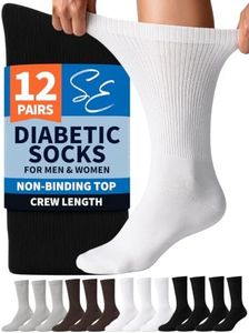 Special Essentials 12 Pairs Cotton Diabetic Socks for Men & Women - Non-Binding Extra Wide Top Neuropathy Socks - Crew Socks Variety Pack 13-15