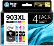 Smart Ink Compatible Ink Cartridge Replacement for HP 903 903XL High Yield 4 Multipack (Black XL & C/M/Y) with Advanced Chip Technology to use with HP Officejet 6950 Officejet Pro 6960 6970 All-in-one