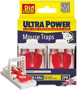 The Big Cheese Ultra Power Ready-Baited Mouse Trap - Twin Pack - Reusable Mouse Traps For Indoor & Outdoor Use - Humane Mouse-Trap - Easy to Clean Plastic Mice Trap - Prebaited Rodent Trap