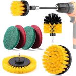 8 Pcs Power Drill Scrubber Brush Set, Attachments Scrub Brush Pads Set, Reusable Multipurpose Scrubbing Pad for Bathroom Surfaces, Grout, Floor, Shower, Tile, (Without Drill Machine)