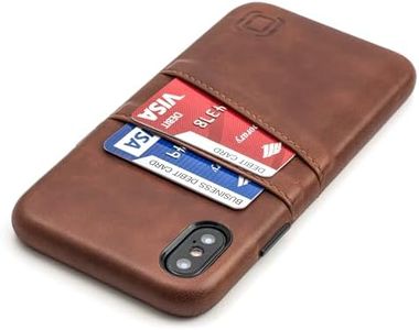 Dockem Exec iPhone X/XS Wallet Case: Slim Vintage Synthetic Leather Case with 2 Credit Card/ID Holder Slots, Simple Professional Snap On Cover [Brown]