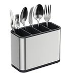 TESOT Silverware Caddy Utensil Caddy Spoon Holder with 4 Divided Compartments, Sturdy Stainless Steel, Rust Proof